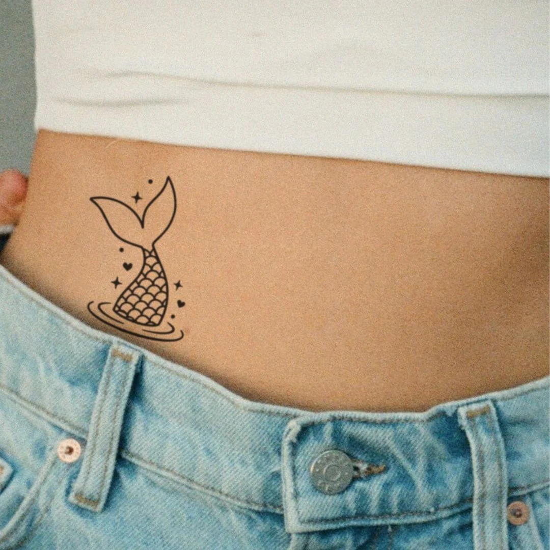 Mermaid tail temporary tattoo with sparkles