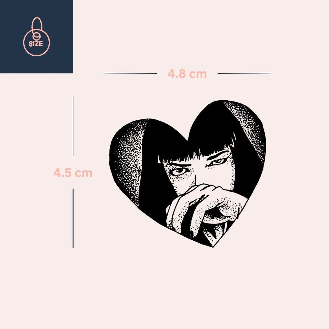 Mia Wallace heart-frame portrait temporary tattoo - Image 4