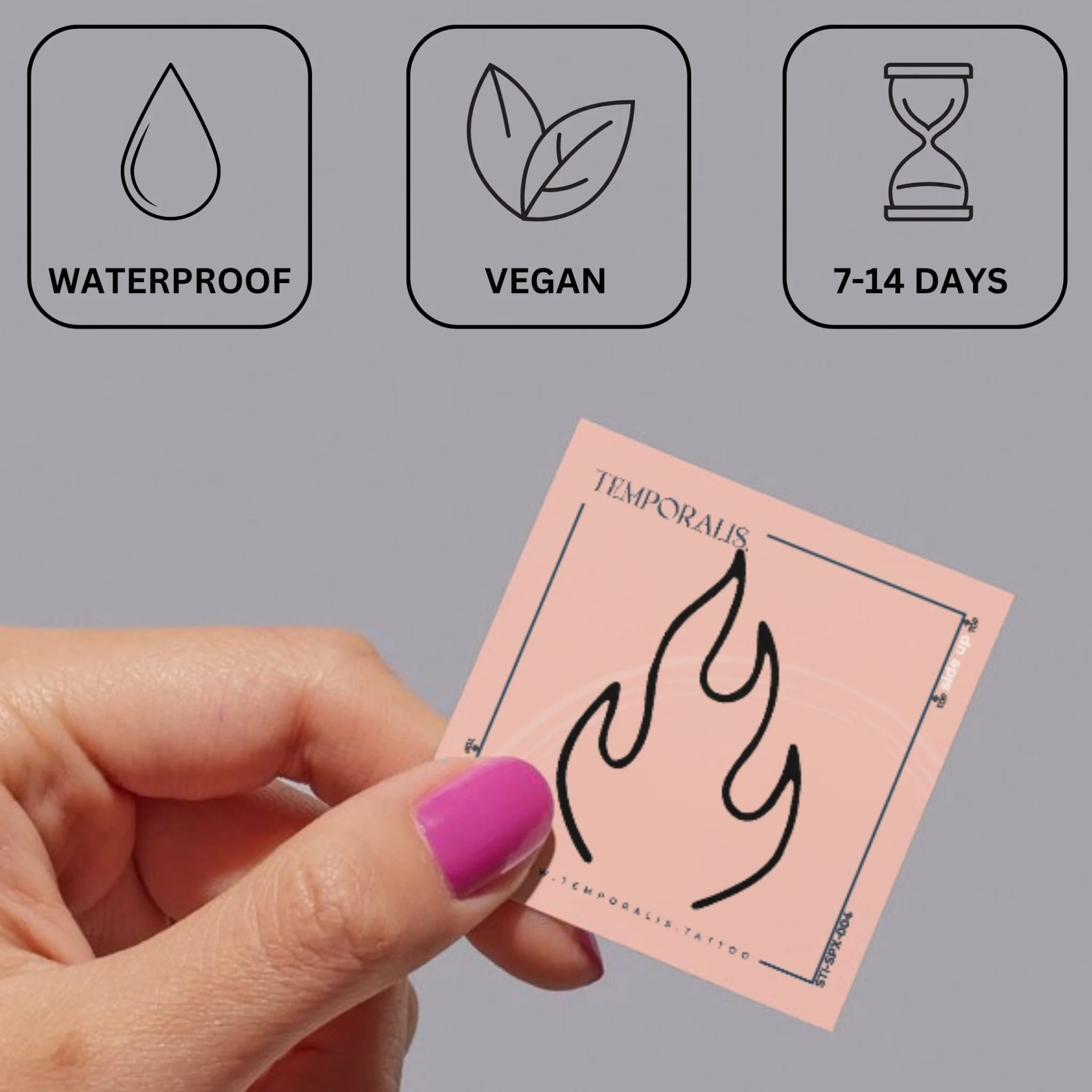 Fine line flame temporary tattoo - Image 3