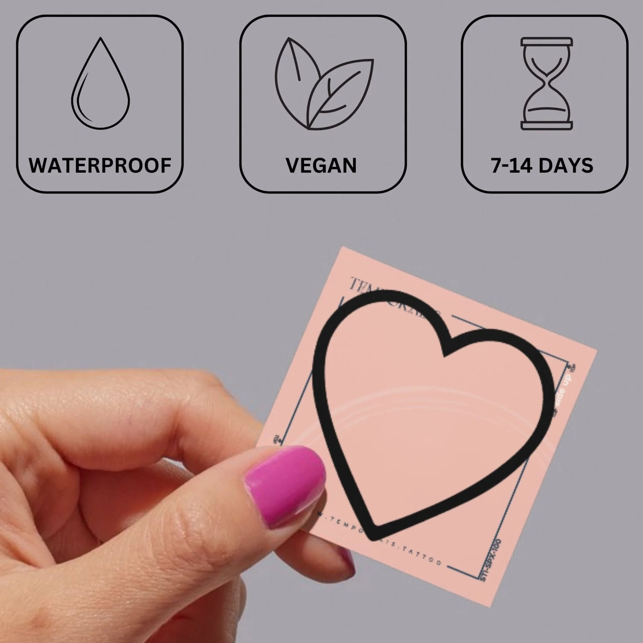 Heart outline temporary tattoo - Image 3