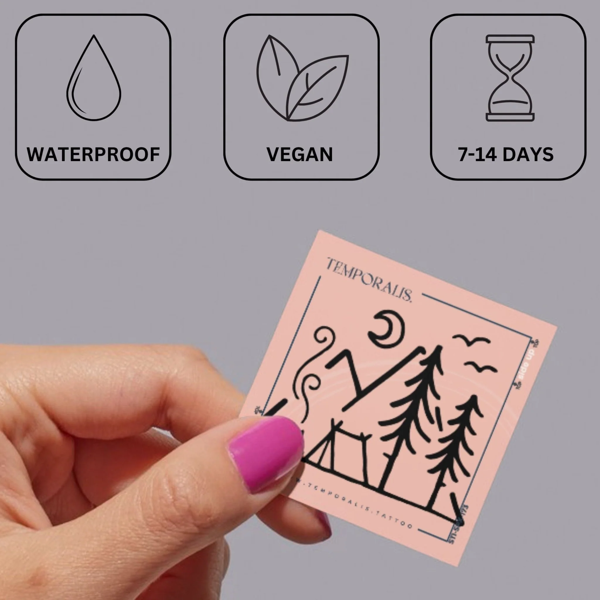 Forest campsite temporary tattoo with tent and campfire - Image 3