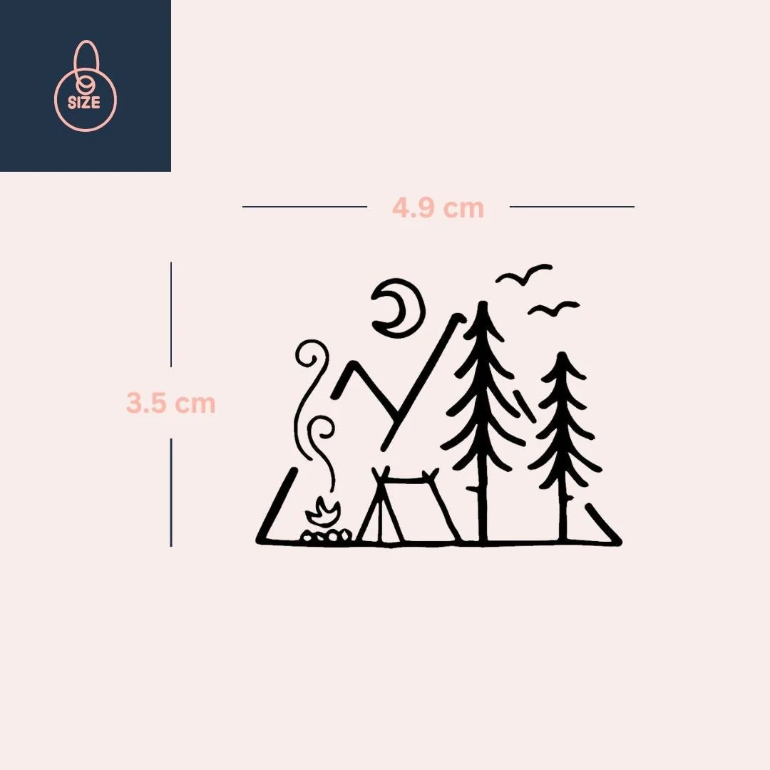 Forest campsite temporary tattoo with tent and campfire - Image 4