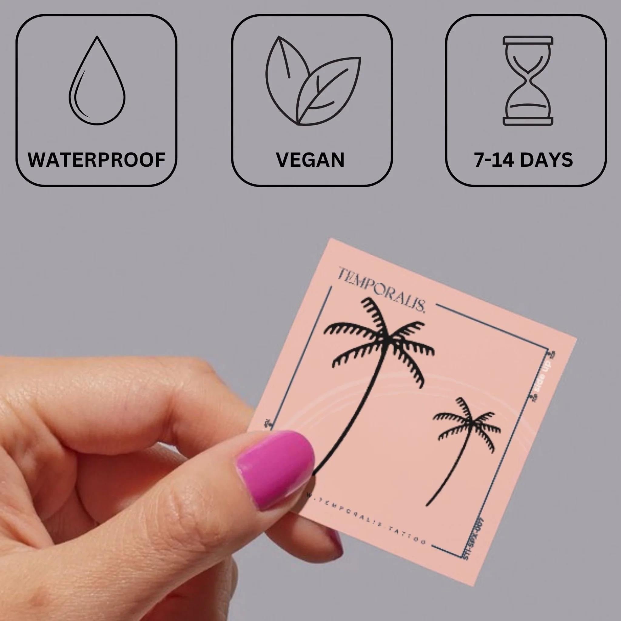 Twin palms fine line temporary tattoo - Image 3