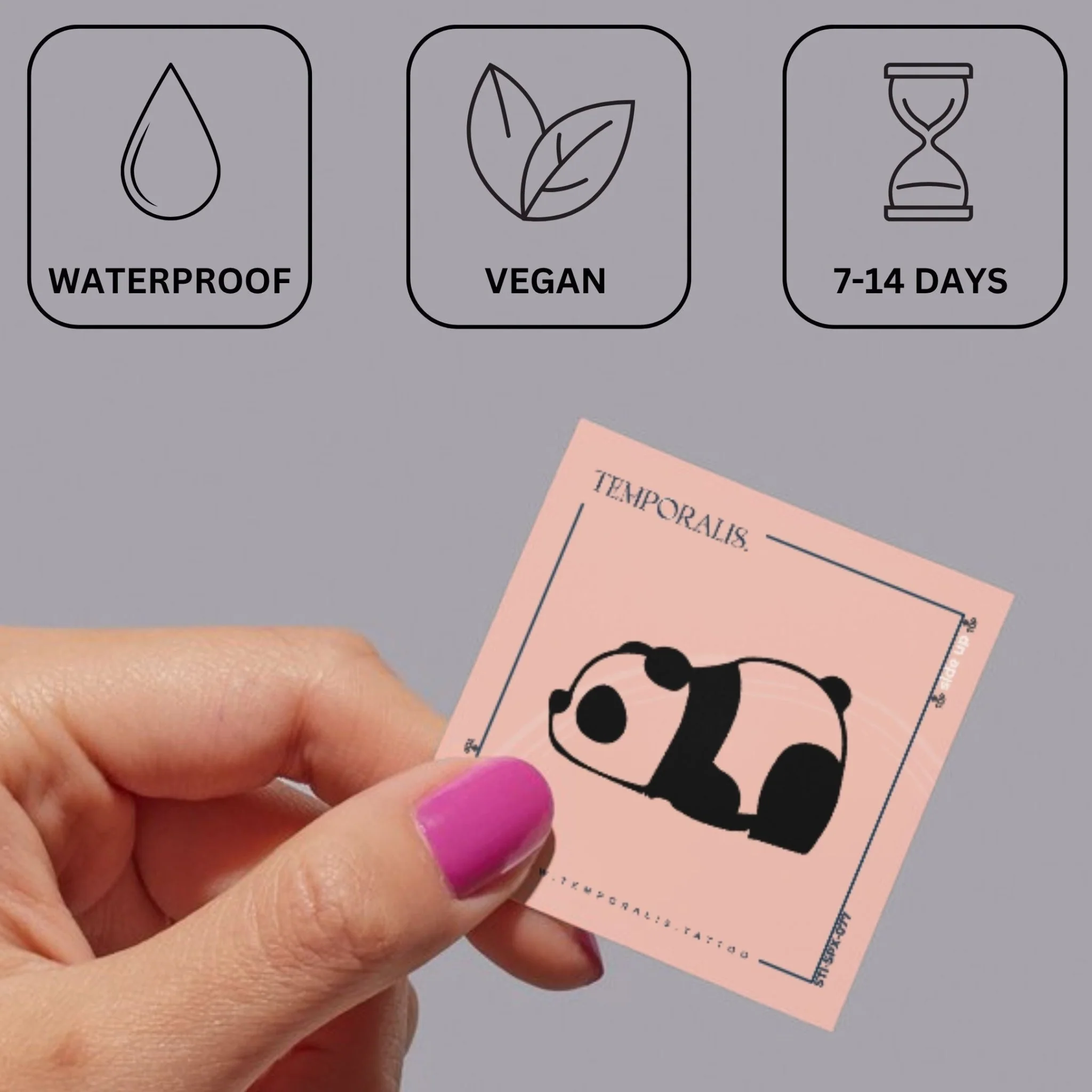 Lying Panda Silhouette Temporary Tattoo - Image 3