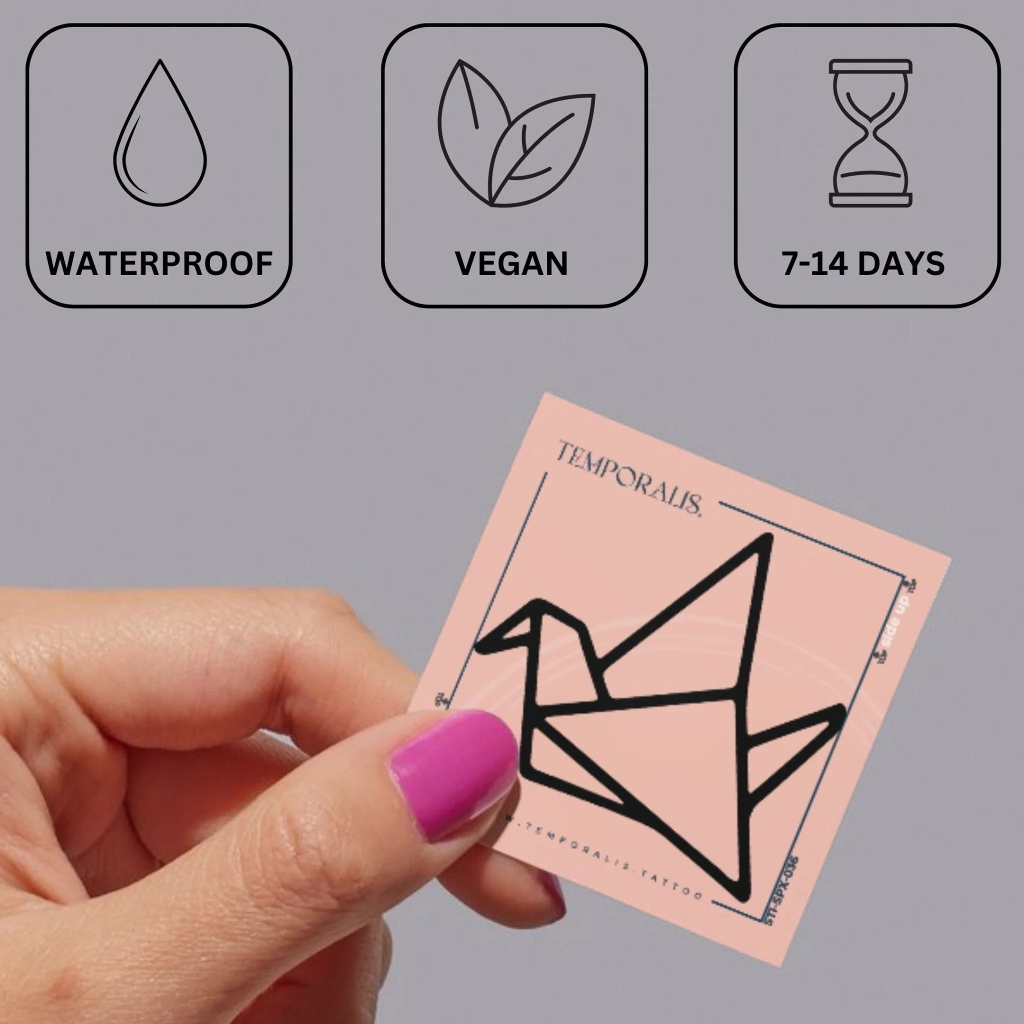 Origami Crane Temporary Tattoo - Bold Line Art - Image 3