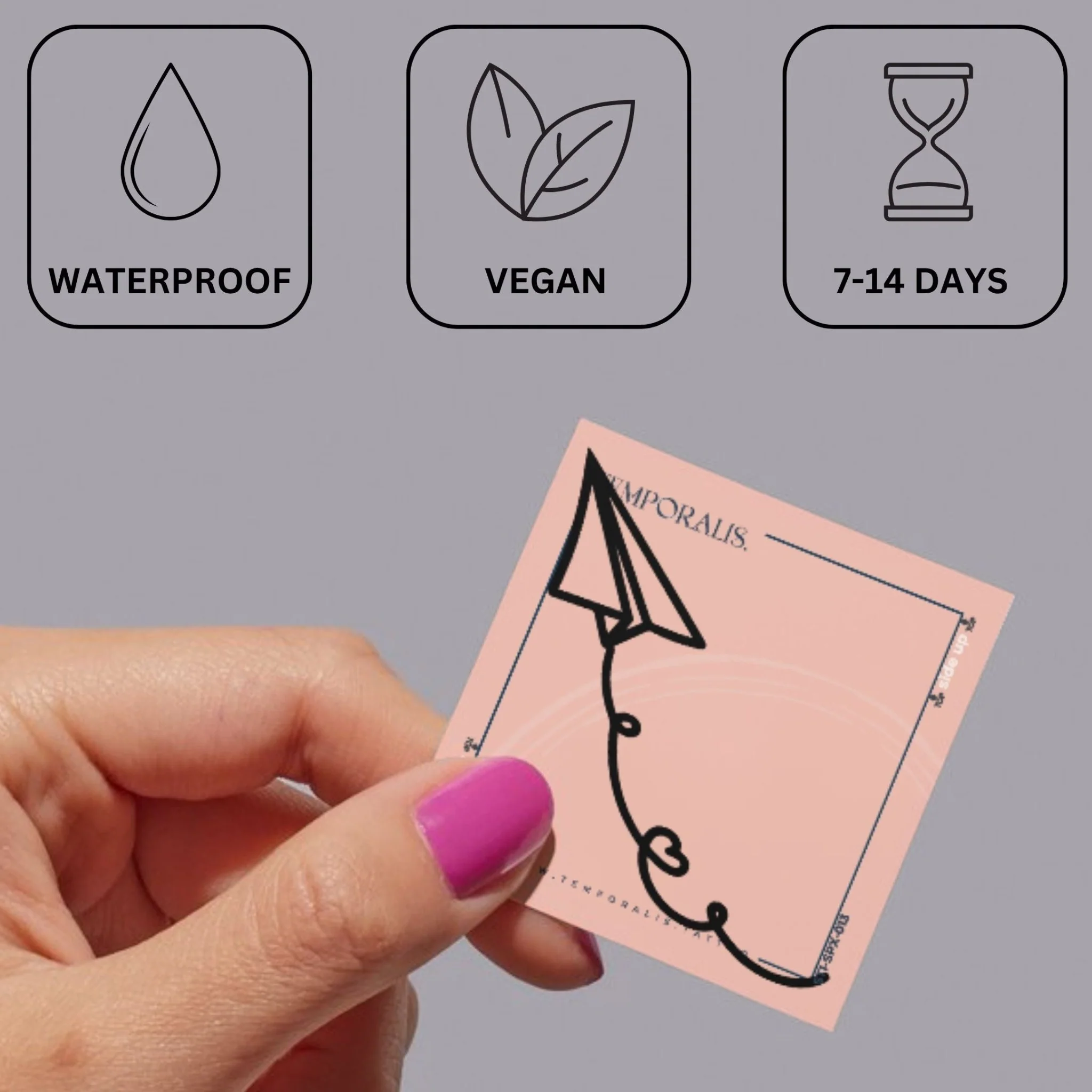 Paper plane temporary tattoo with heart trail - Image 3