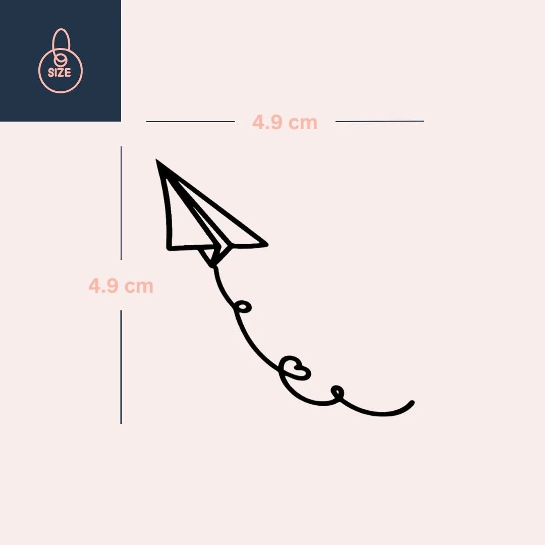 Paper plane temporary tattoo with heart trail - Image 4
