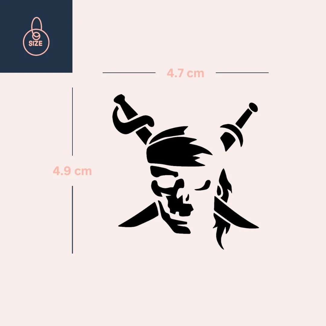 Pirate skull with crossed swords temporary tattoo - Image 4