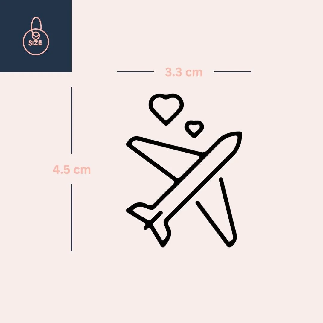 Airplane with hearts temporary tattoo - Image 4