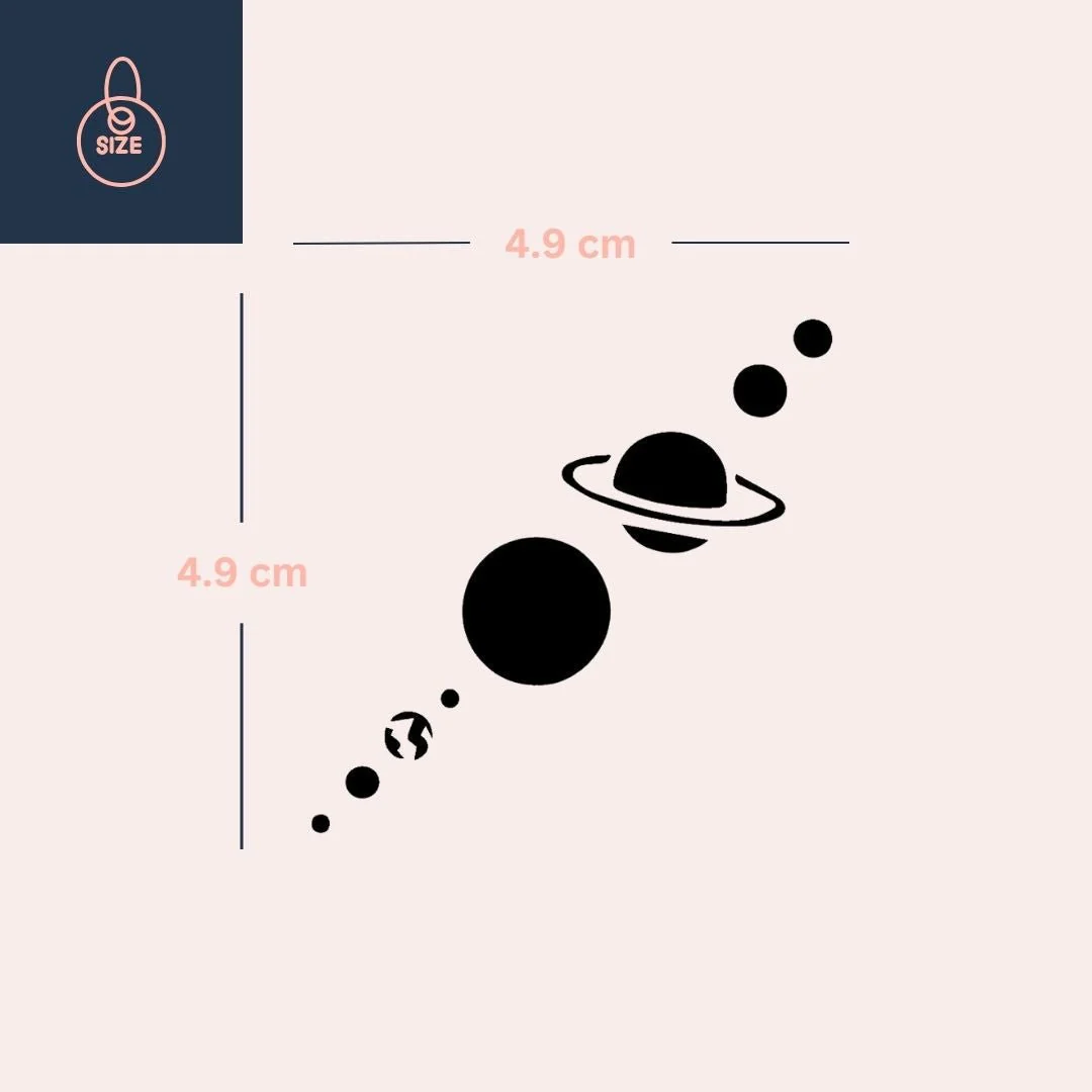 Geometric solar system temporary tattoo (nine planets) - Image 4