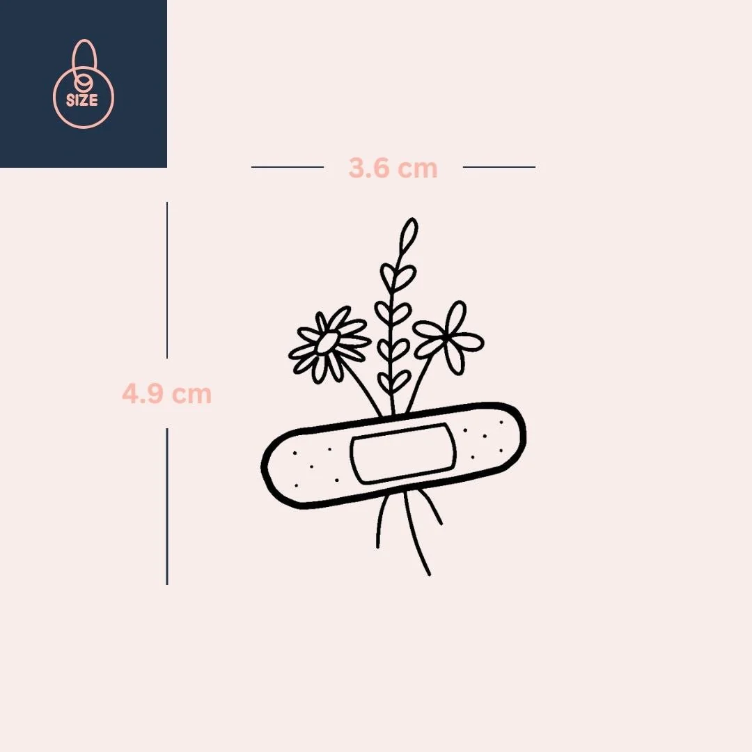 Floral Bandage Temporary Tattoo, Fine Line - Image 4