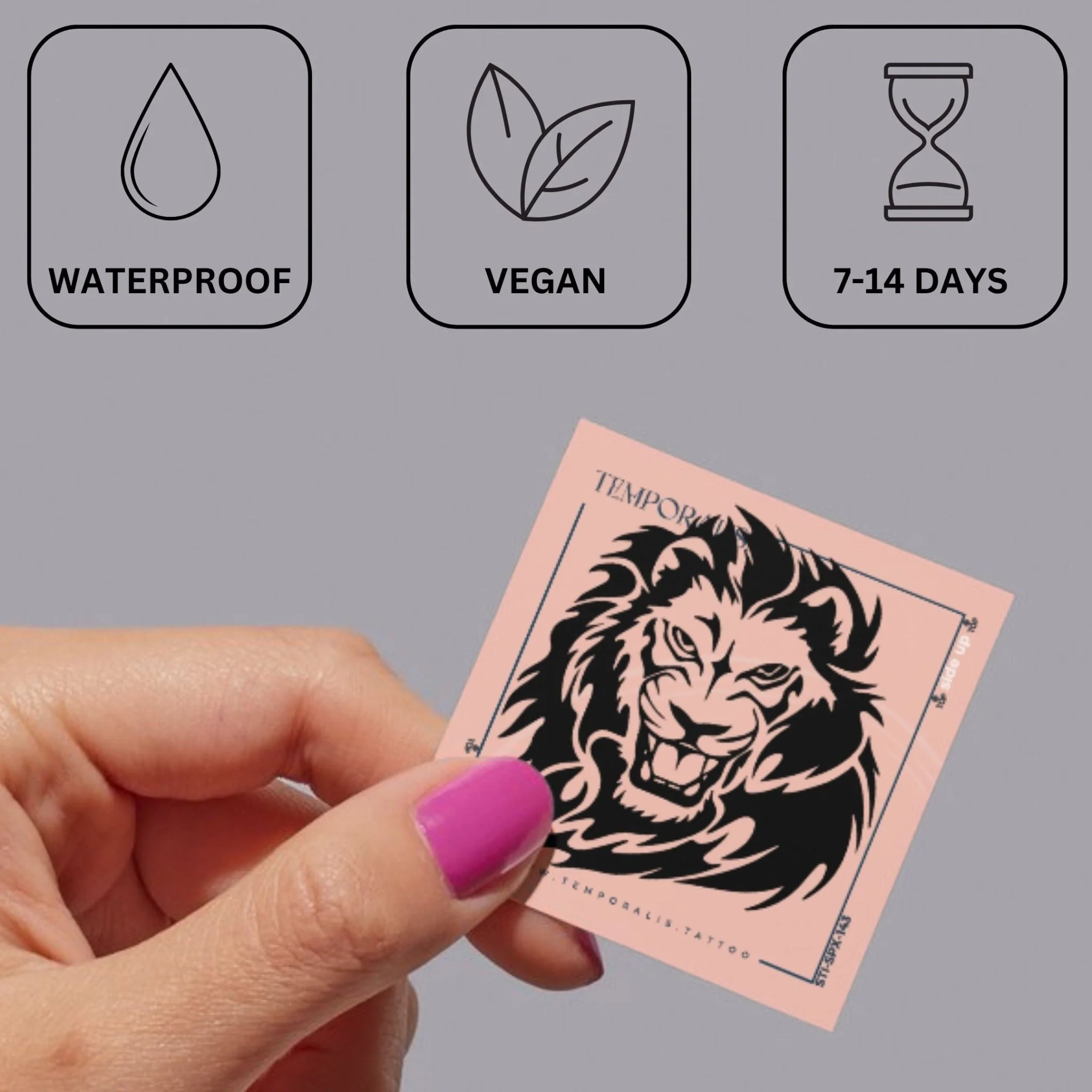 Roaring lion head temporary tattoo - Image 3