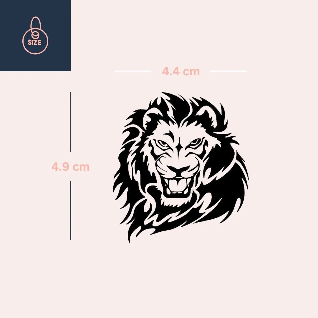 Roaring lion head temporary tattoo - Image 4