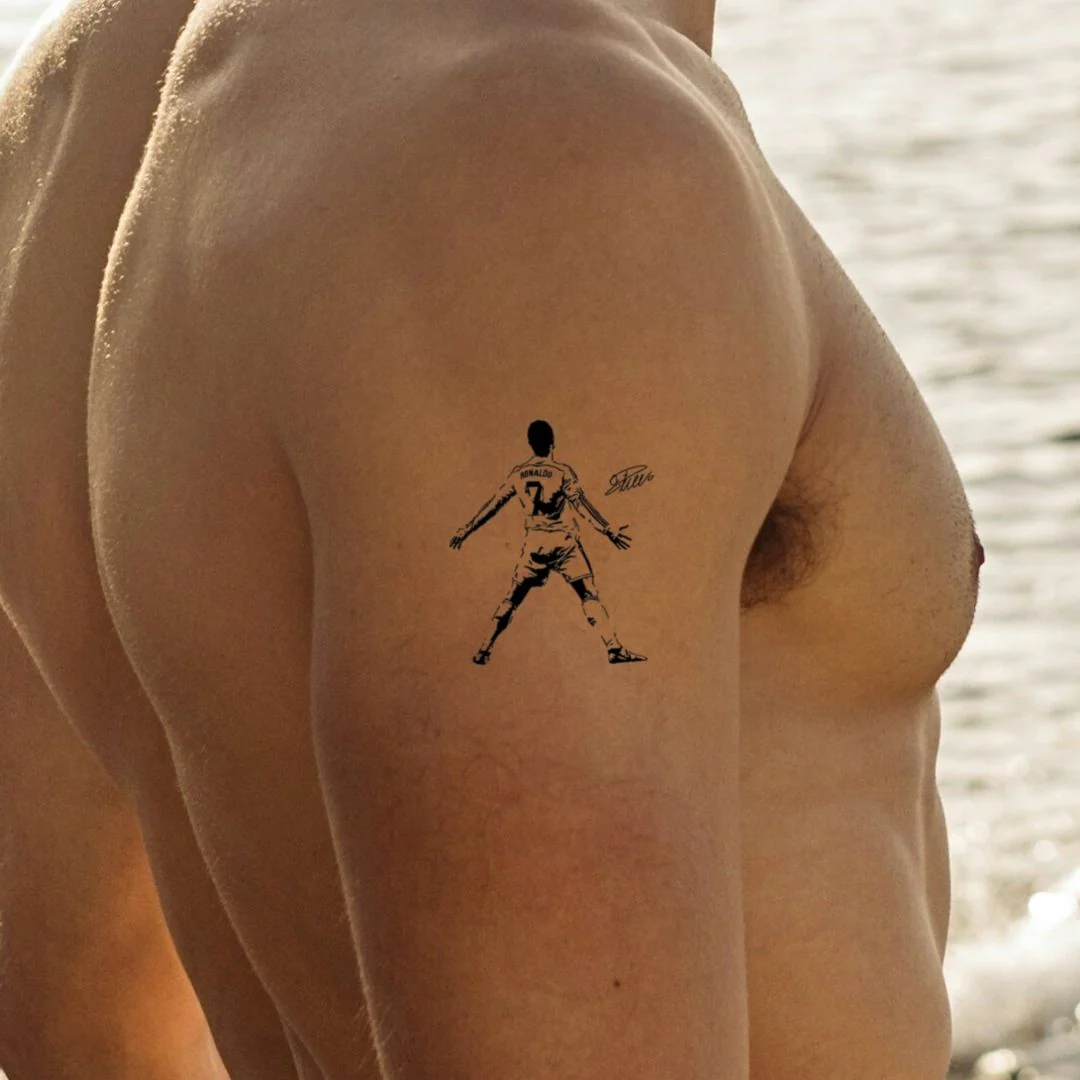 Ronaldo back-view goal celebration temporary tattoo