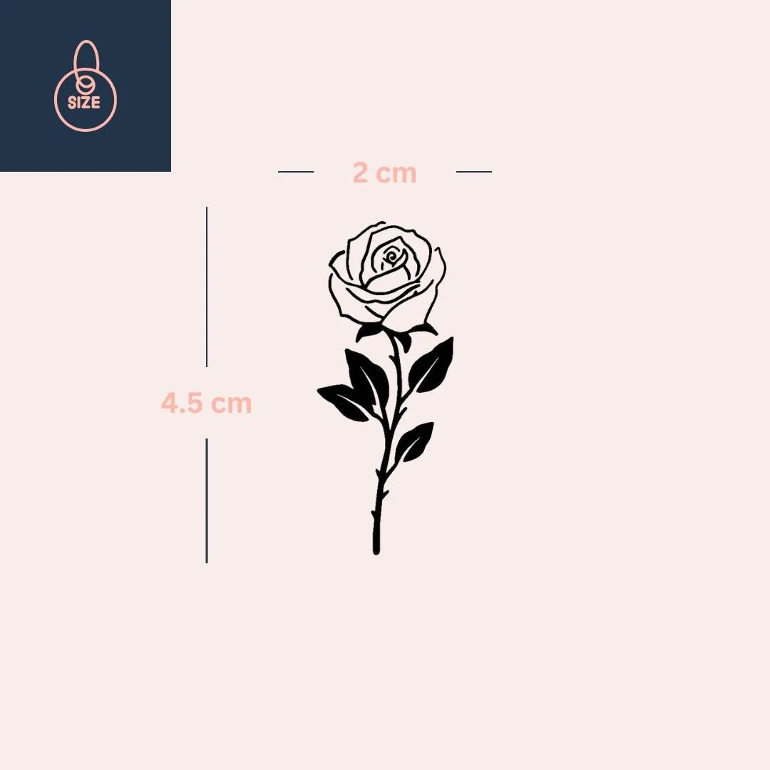 Rose temporary tattoo with stem and leaves - Image 4