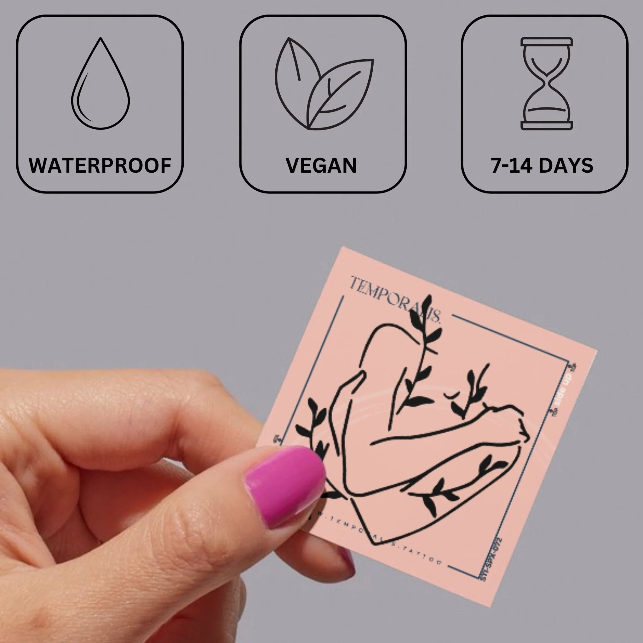 Crossed Arms & Foliage Line Art Temporary Tattoo - Image 3