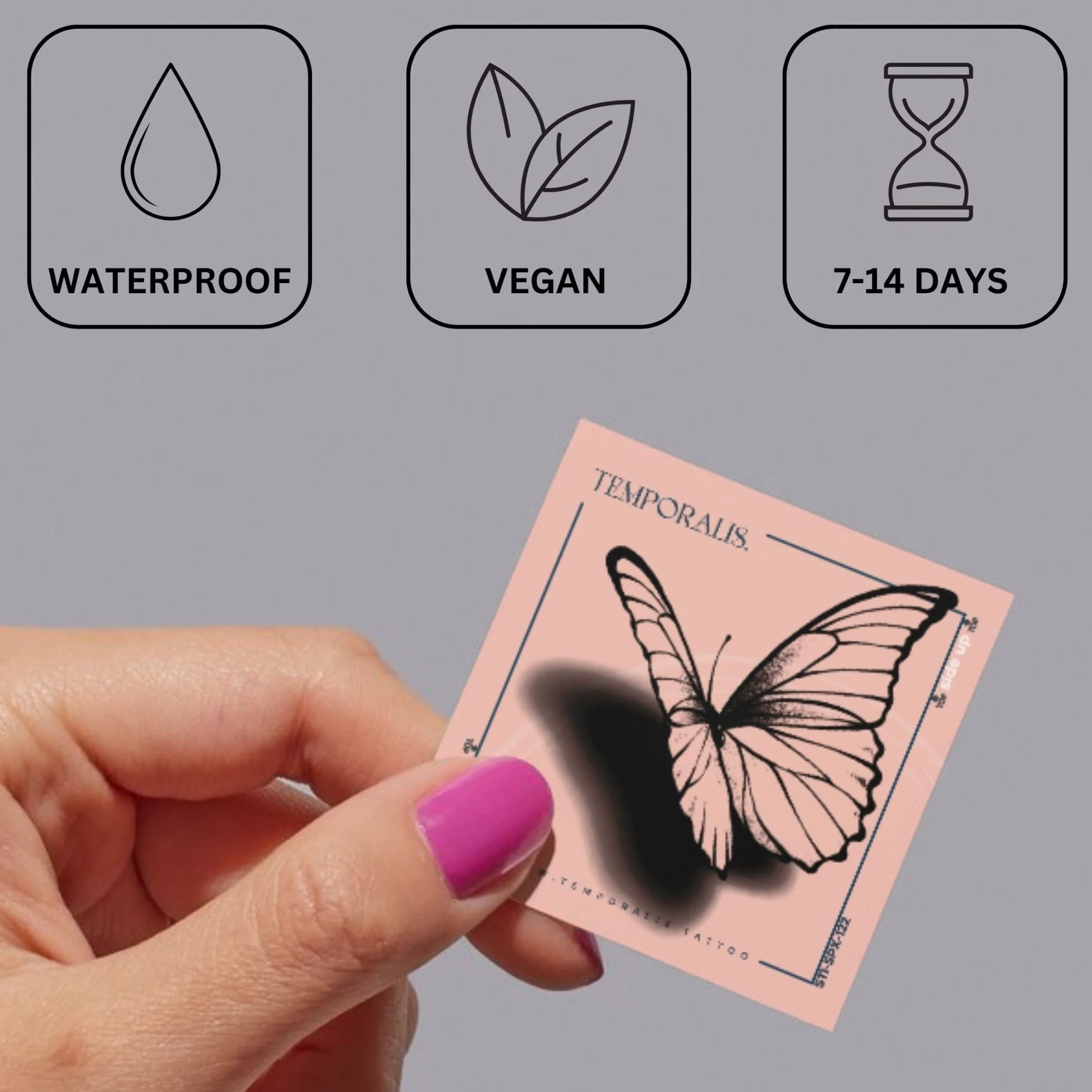 Butterfly temporary tattoo with asymmetric wings - Image 3