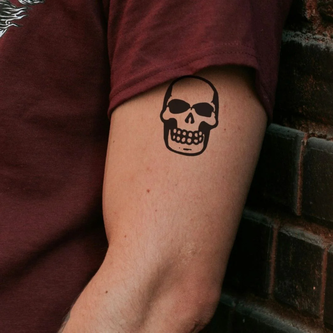 Human Skull Temporary Tattoo
