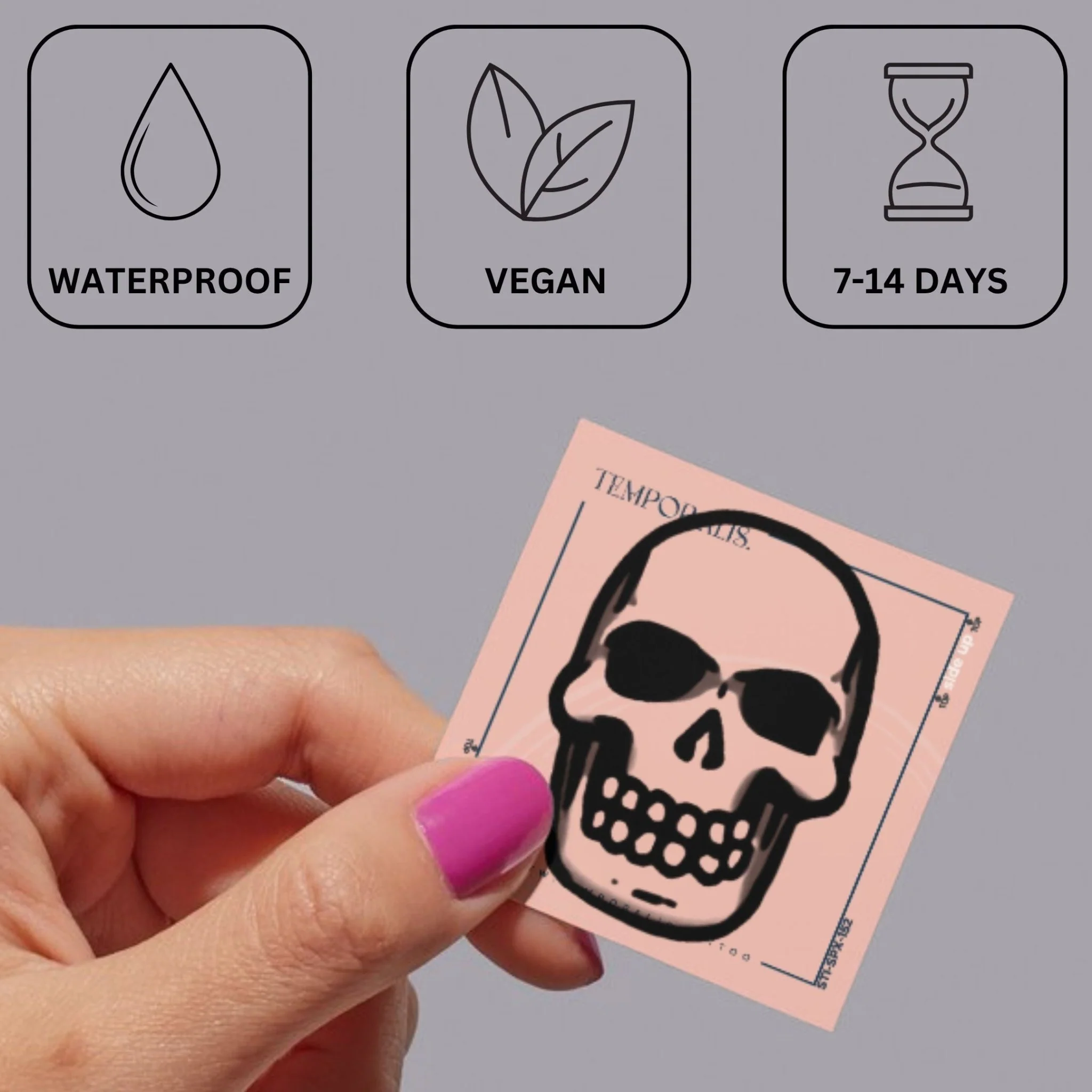 Human Skull Temporary Tattoo - Image 3