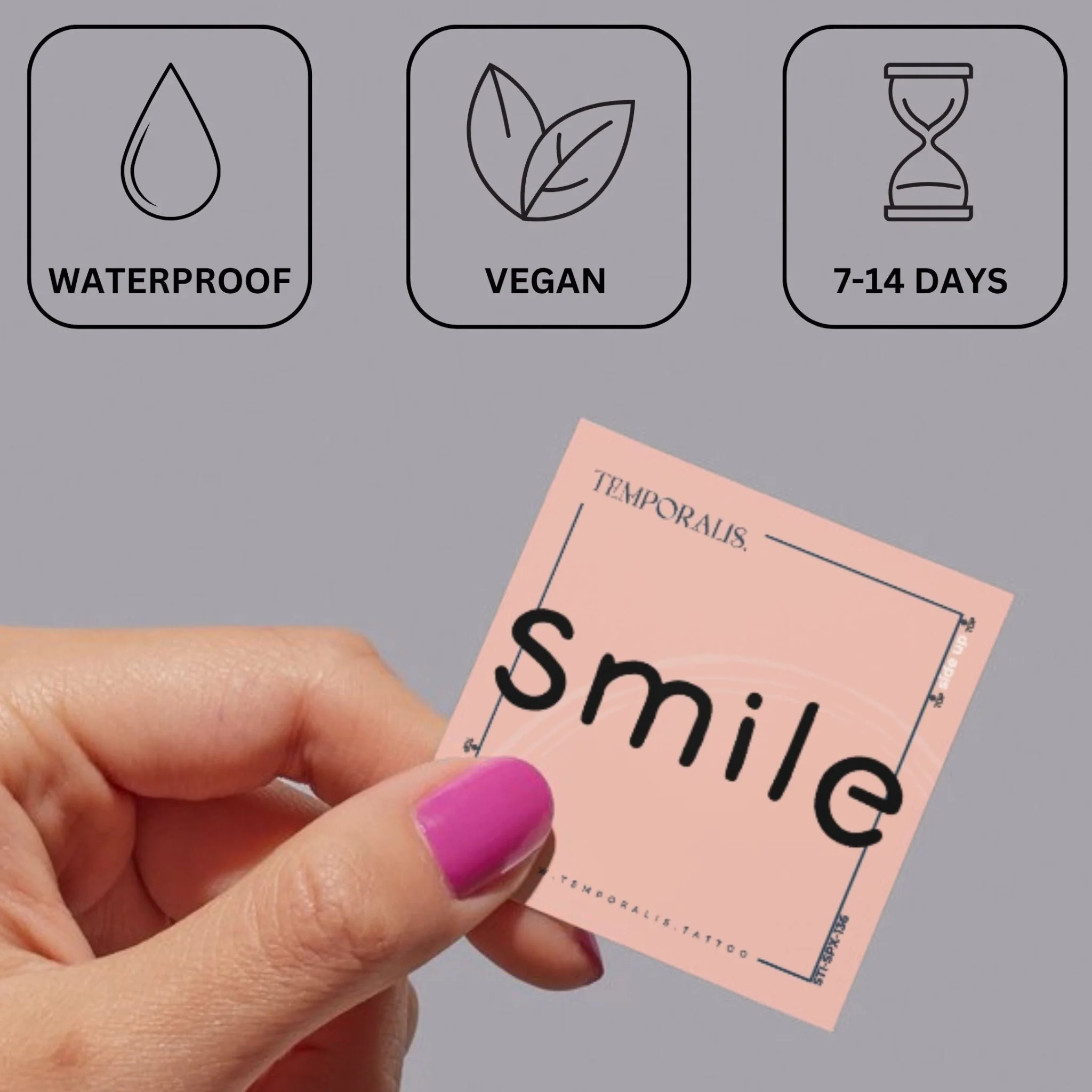 Smile temporary tattoo in rounded sans-serif - Image 3