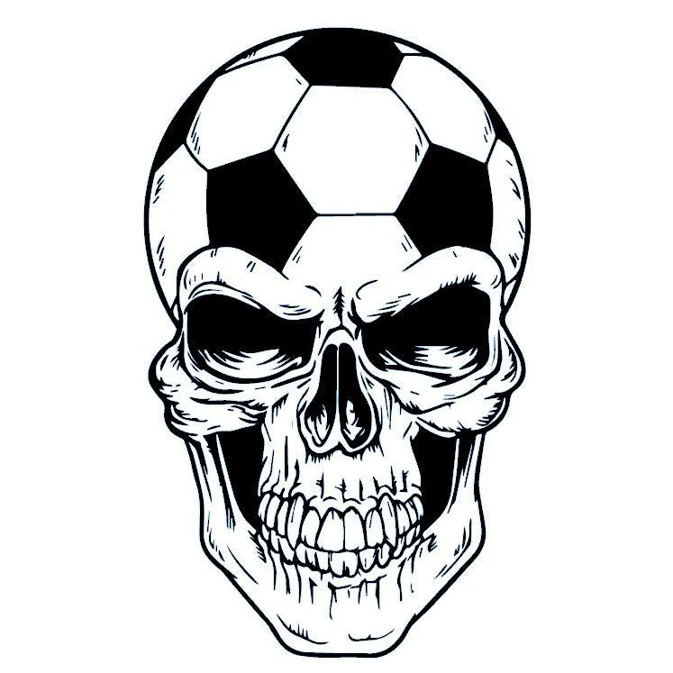 Soccer ball skull temporary tattoo - Image 2