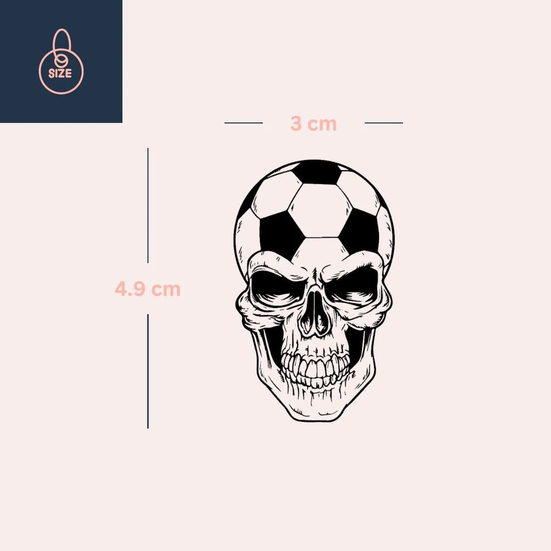 Soccer ball skull temporary tattoo - Image 4