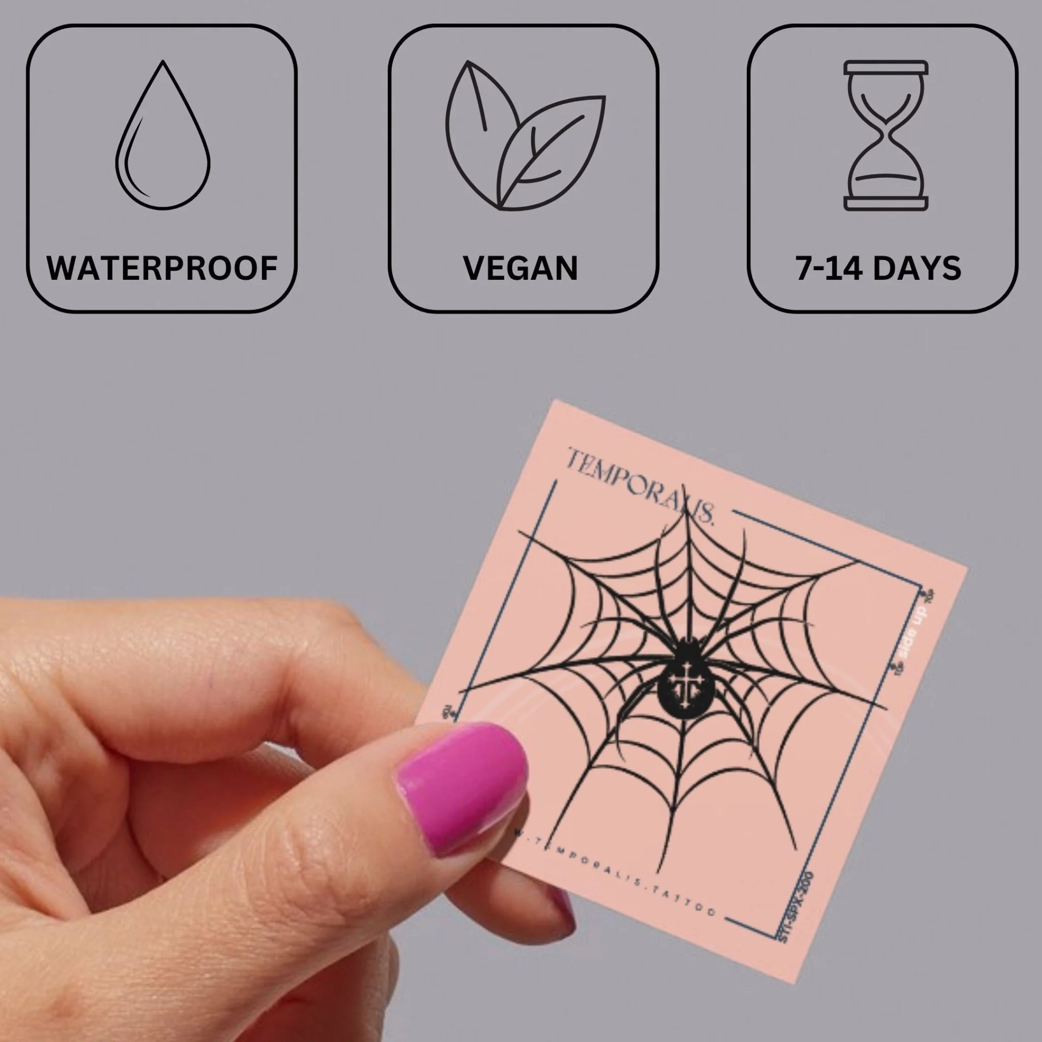 Spider with cross on web temporary tattoo - Image 3