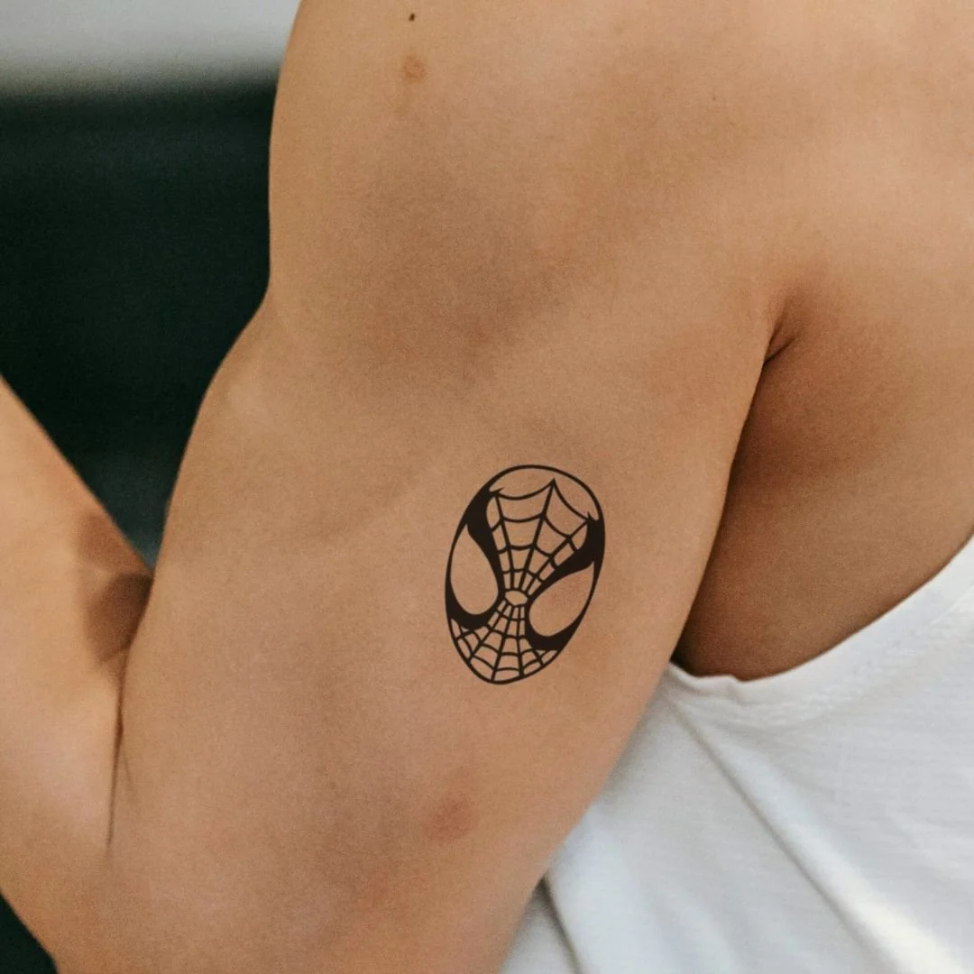 Spider-Man mask line art temporary tattoo