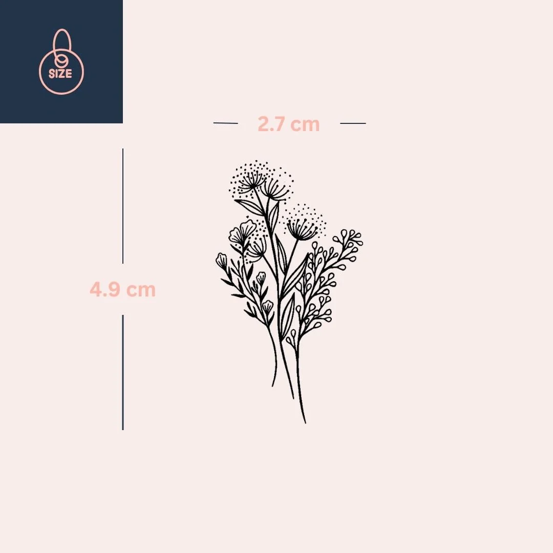 Wildflower bouquet temporary tattoo - Image 4