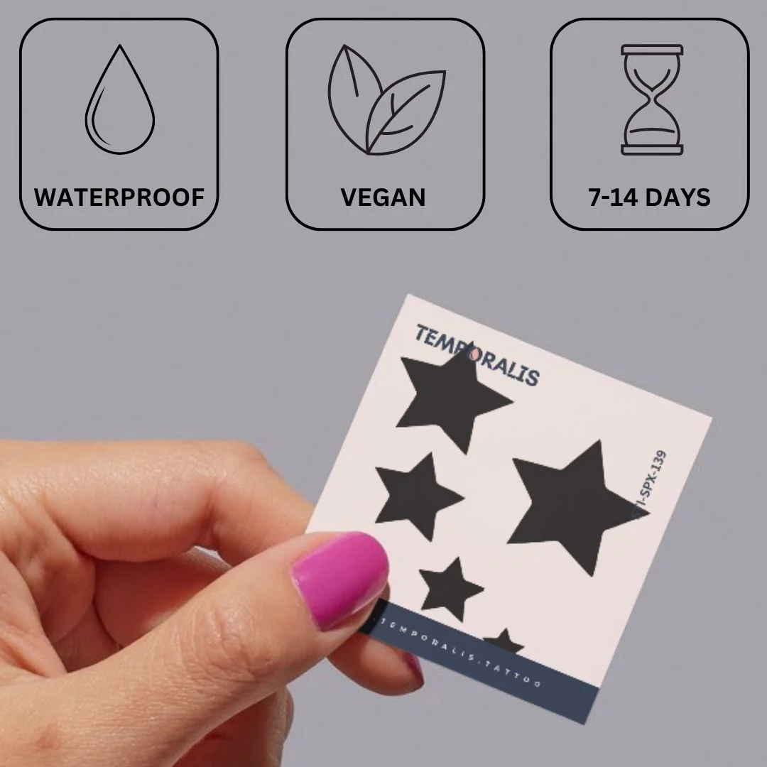 Five black stars temporary tattoo - Image 3