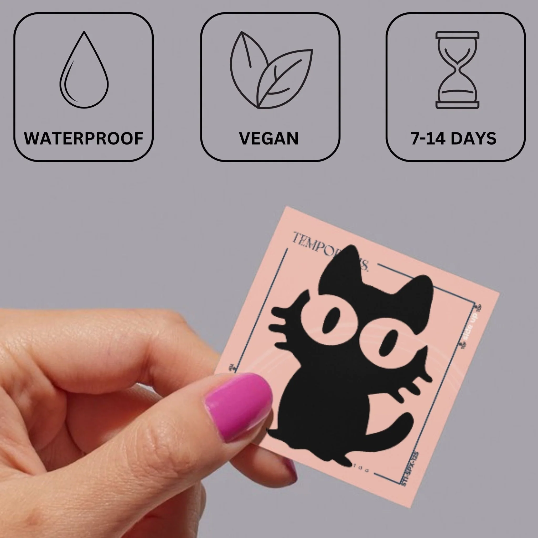 Big-eyed cartoon cat temporary tattoo - Image 3