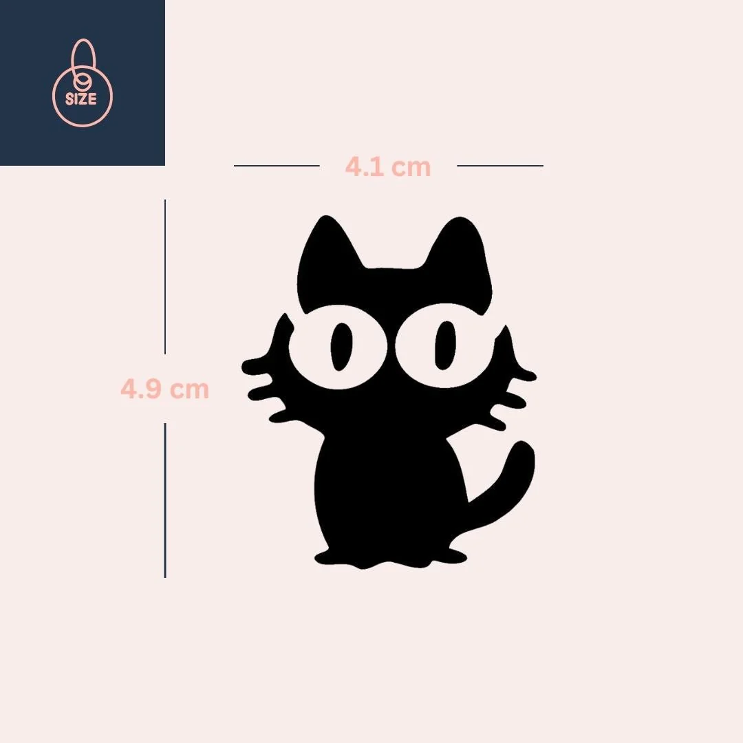 Big-eyed cartoon cat temporary tattoo - Image 4