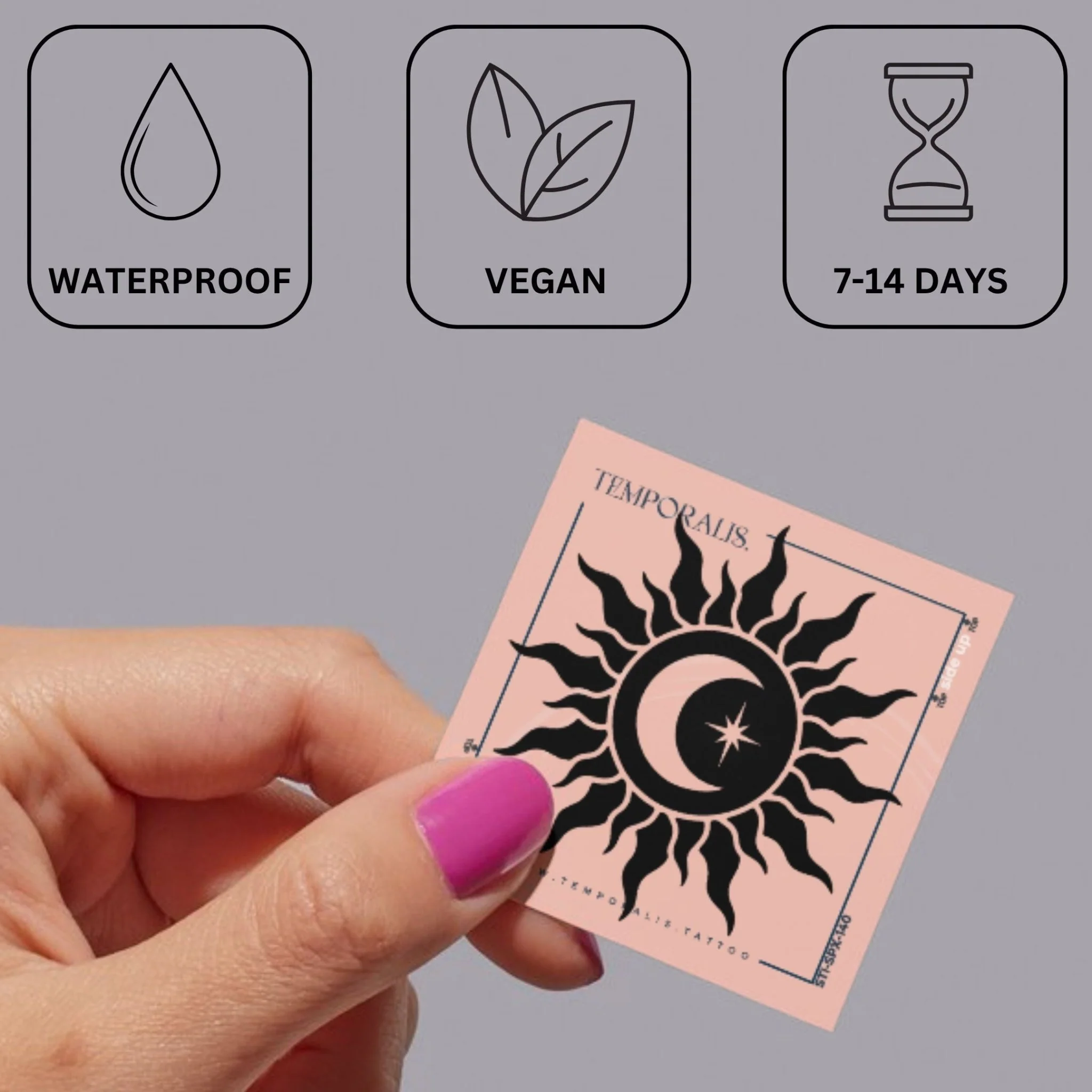 Sun, crescent moon and star temporary tattoo - Image 3