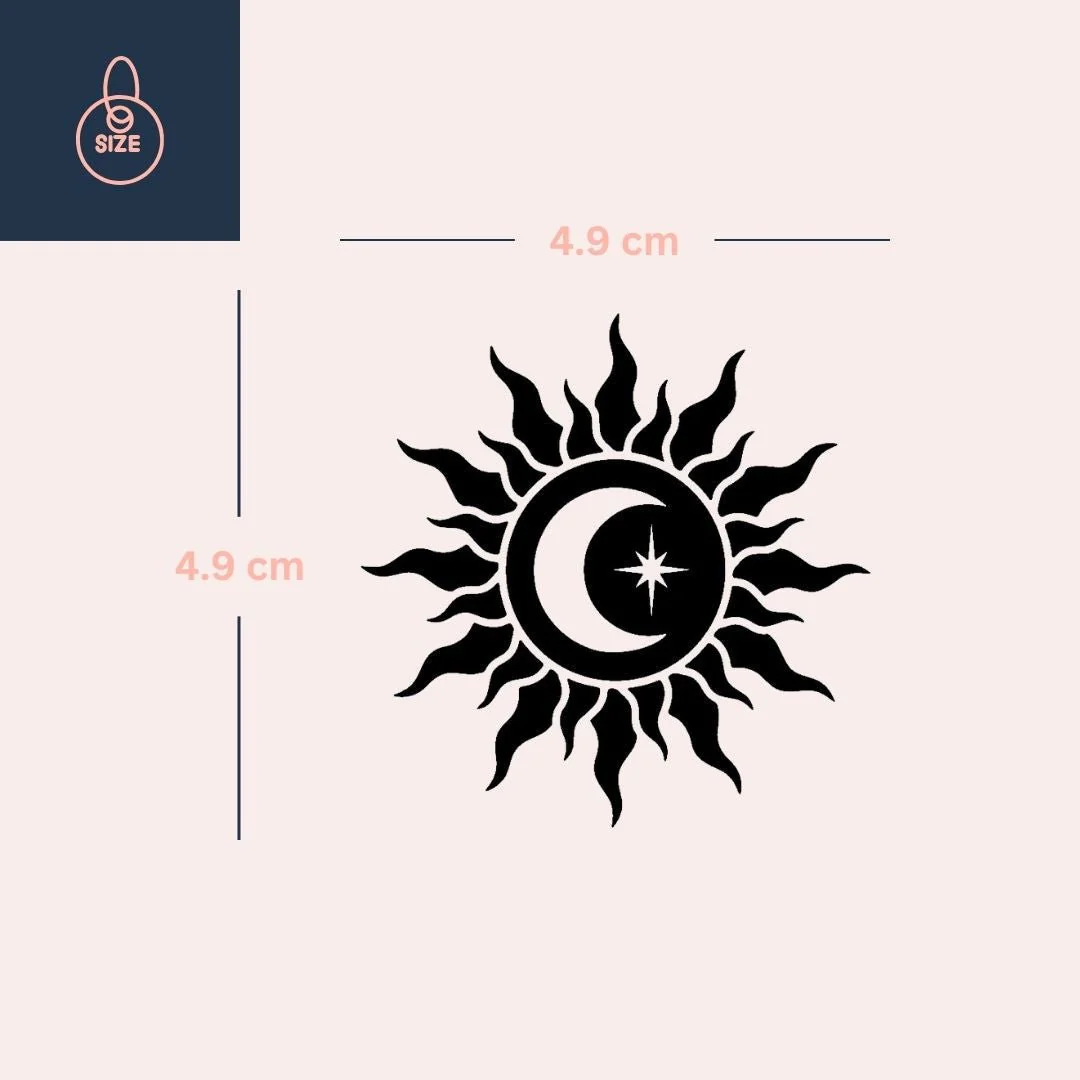 Sun, crescent moon and star temporary tattoo - Image 4