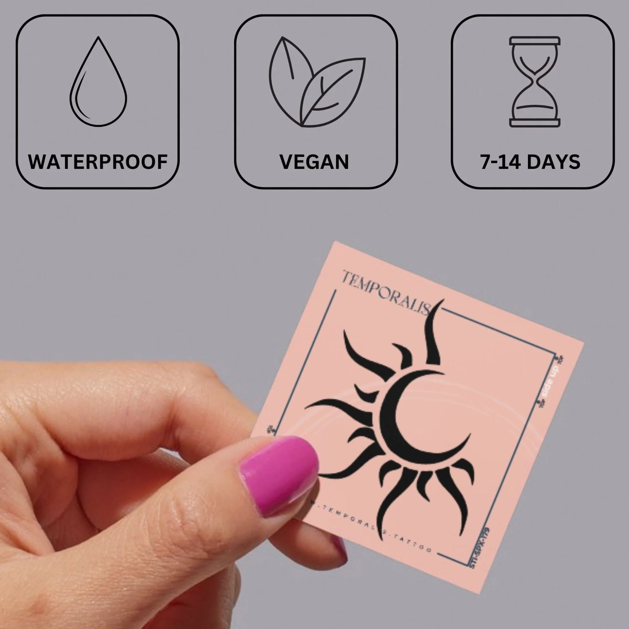 Tribal Sun & Crescent Moon Temporary Tattoo - Image 3