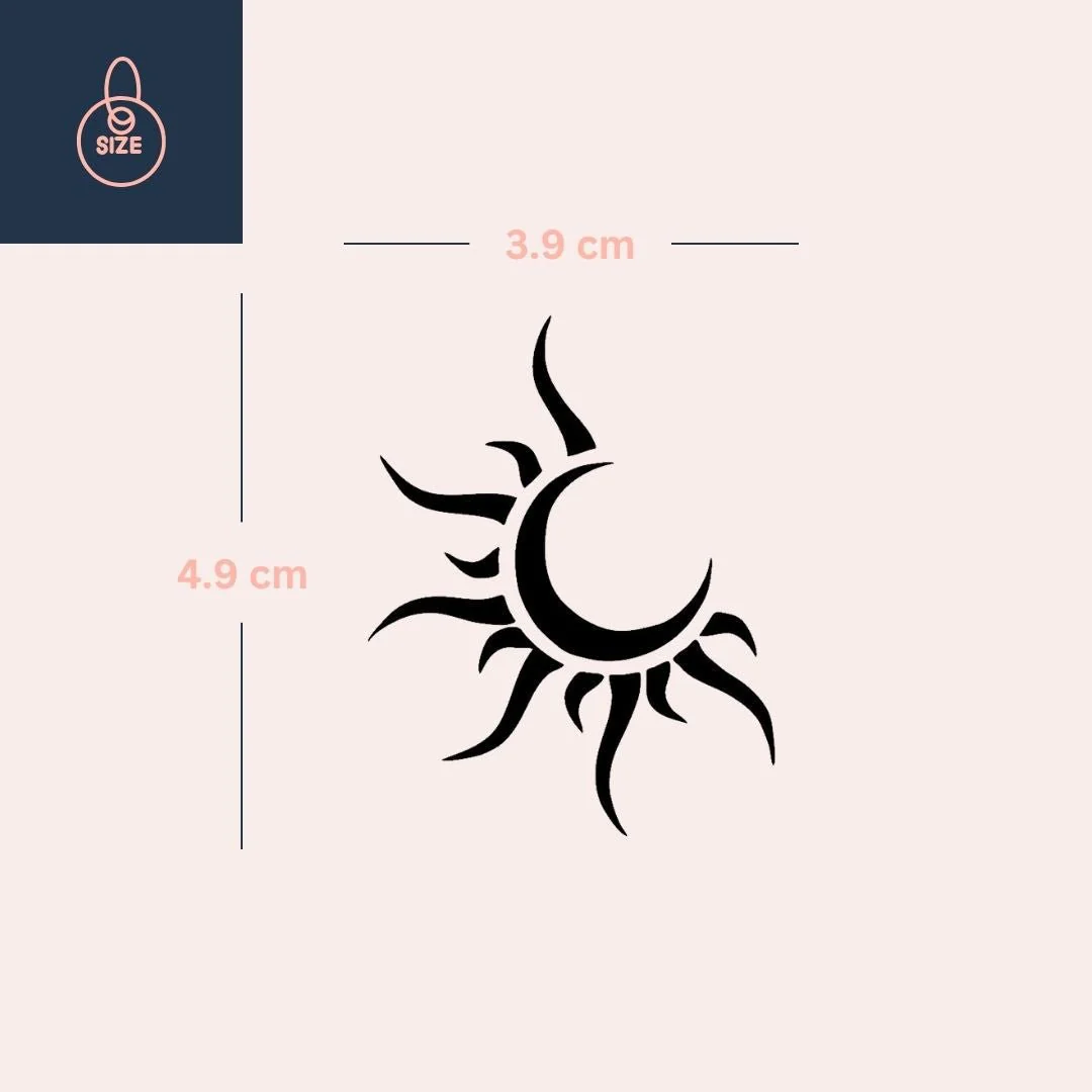 Tribal Sun & Crescent Moon Temporary Tattoo - Image 4