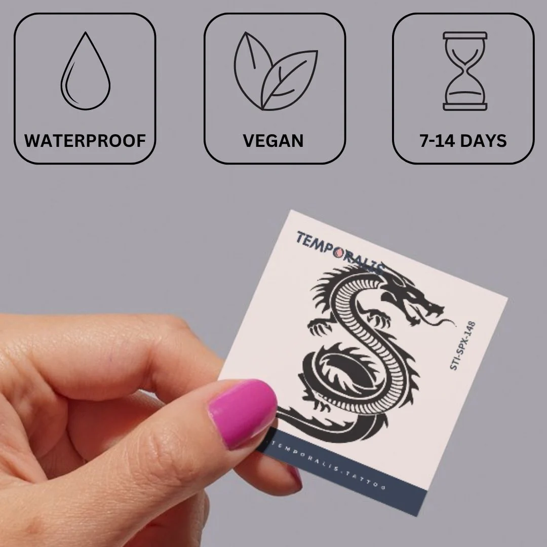 S-shaped tribal dragon temporary tattoo - Image 3
