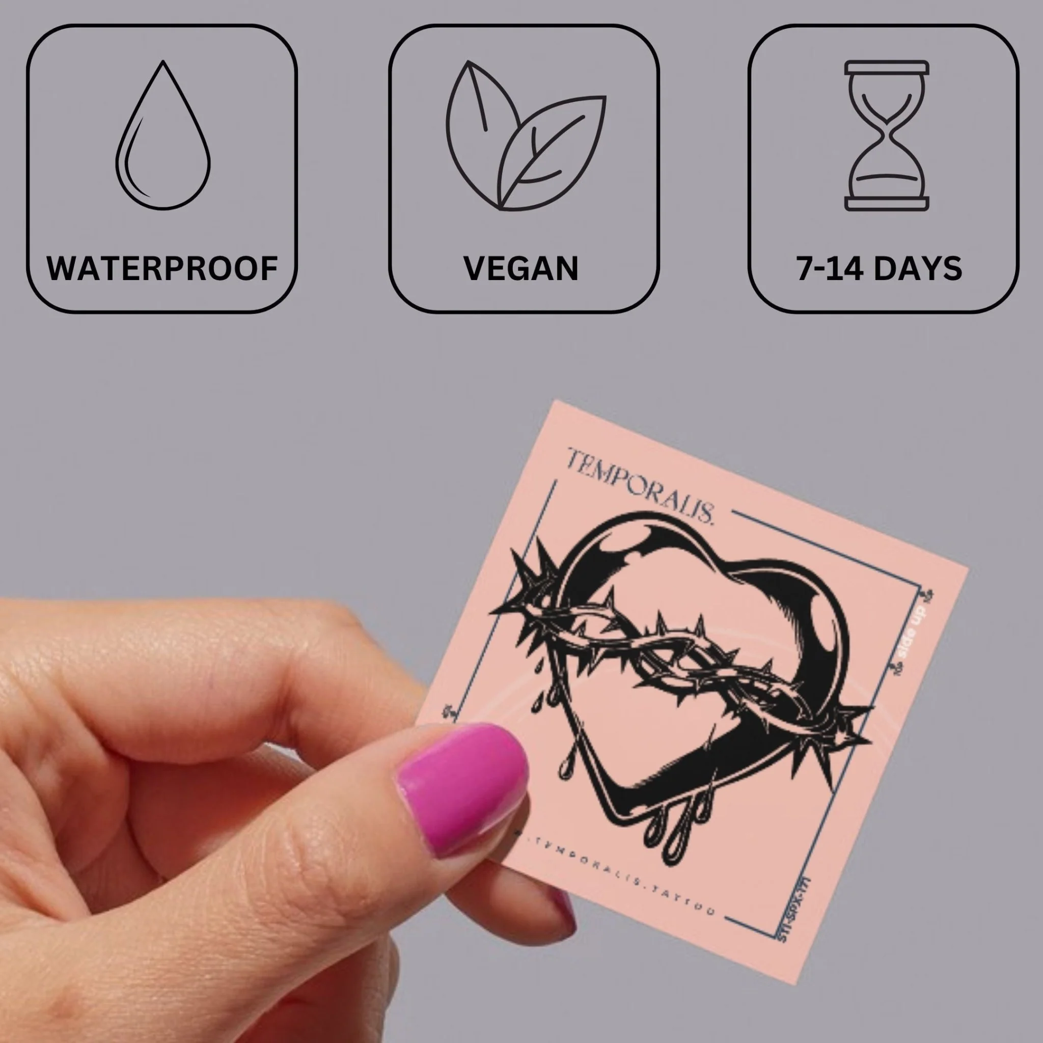 Sacred Heart temporary tattoo with crown of thorns - Image 3