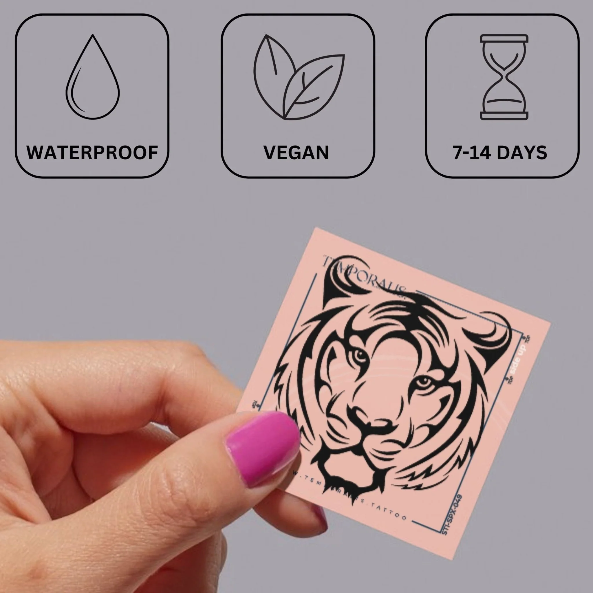 Tribal tiger head temporary tattoo - Image 3