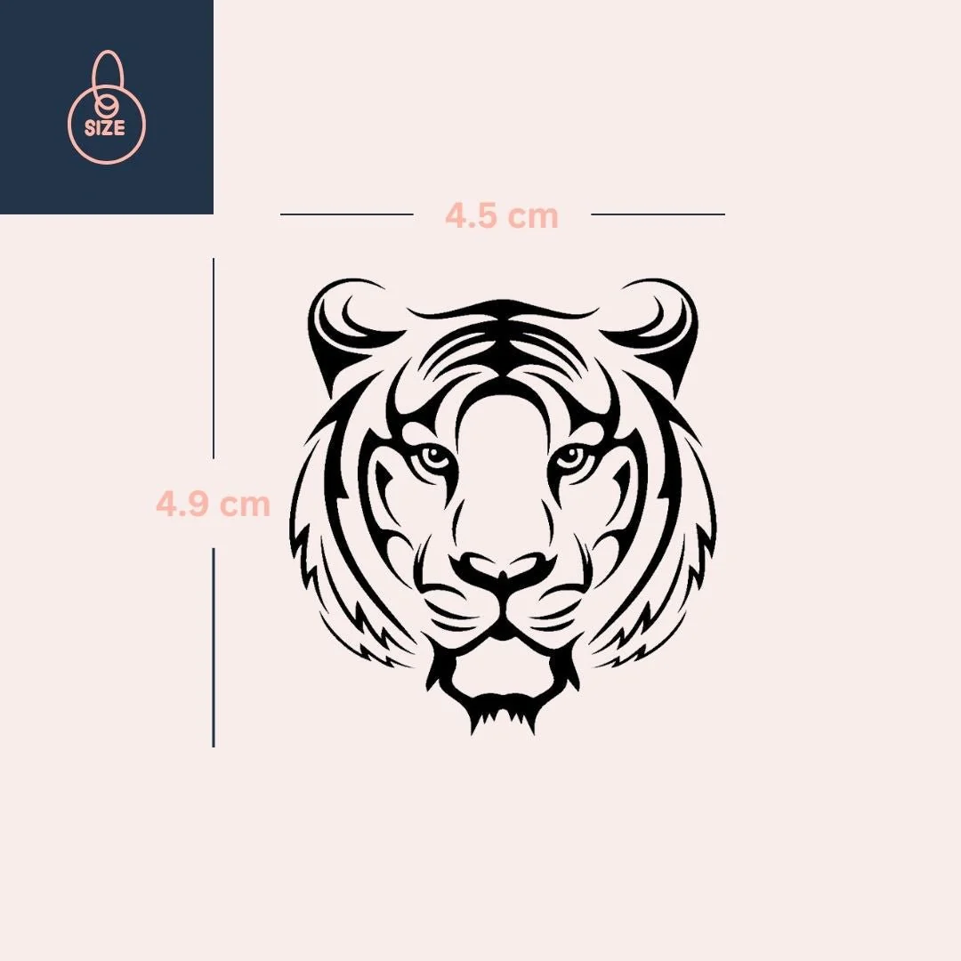 Tribal tiger head temporary tattoo - Image 4