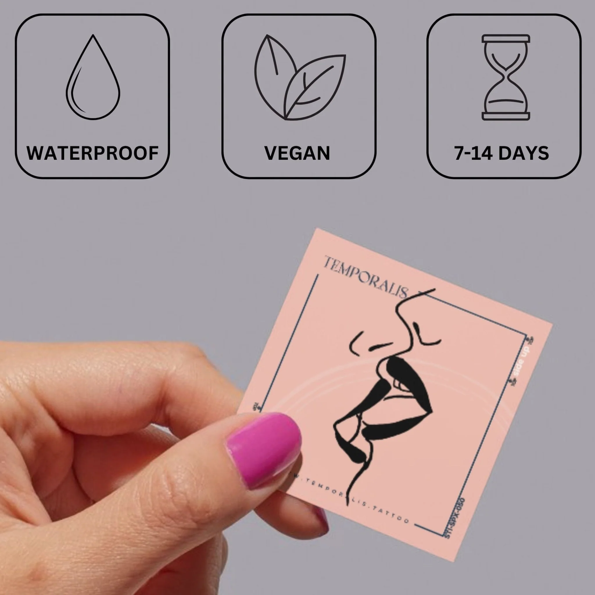 Minimalist kissing lips temporary tattoo - Image 3