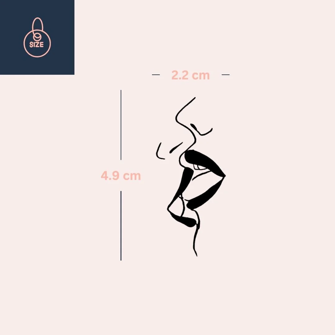 Minimalist kissing lips temporary tattoo - Image 4
