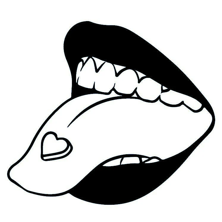 Mouth with tongue out and heart temporary tattoo - Image 2