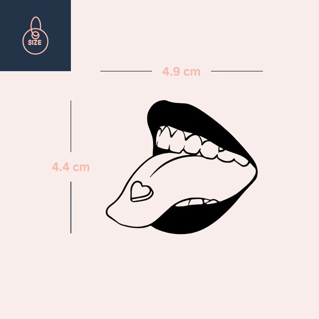 Mouth with tongue out and heart temporary tattoo - Image 4