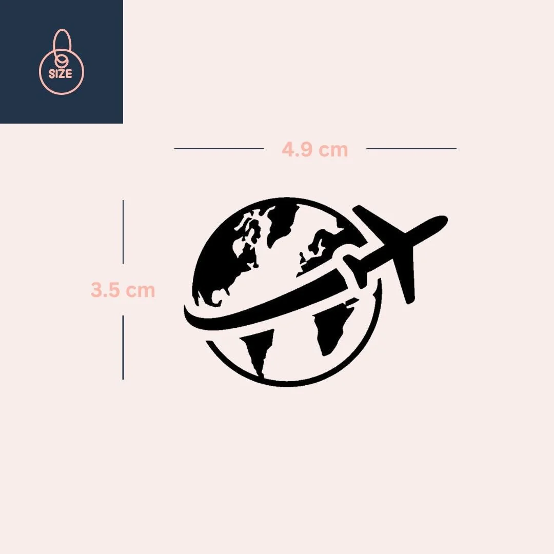 Airplane Over Globe Temporary Tattoo - Image 4