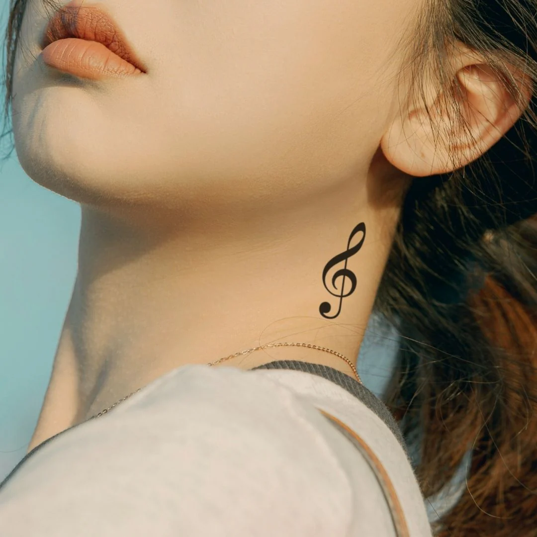 Treble clef temporary tattoo