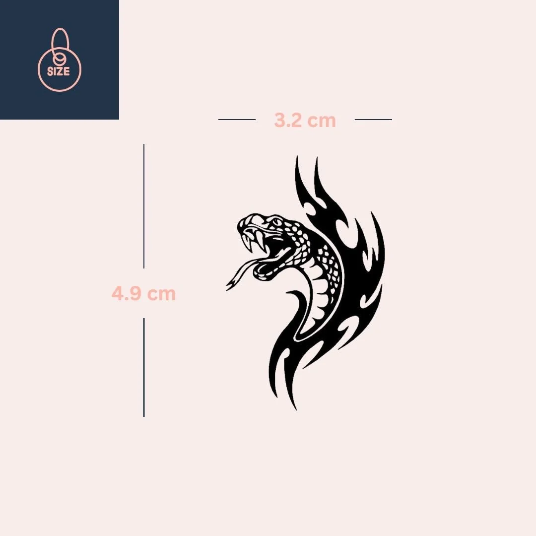 Snake Head Tribal Temporary Tattoo - Image 4
