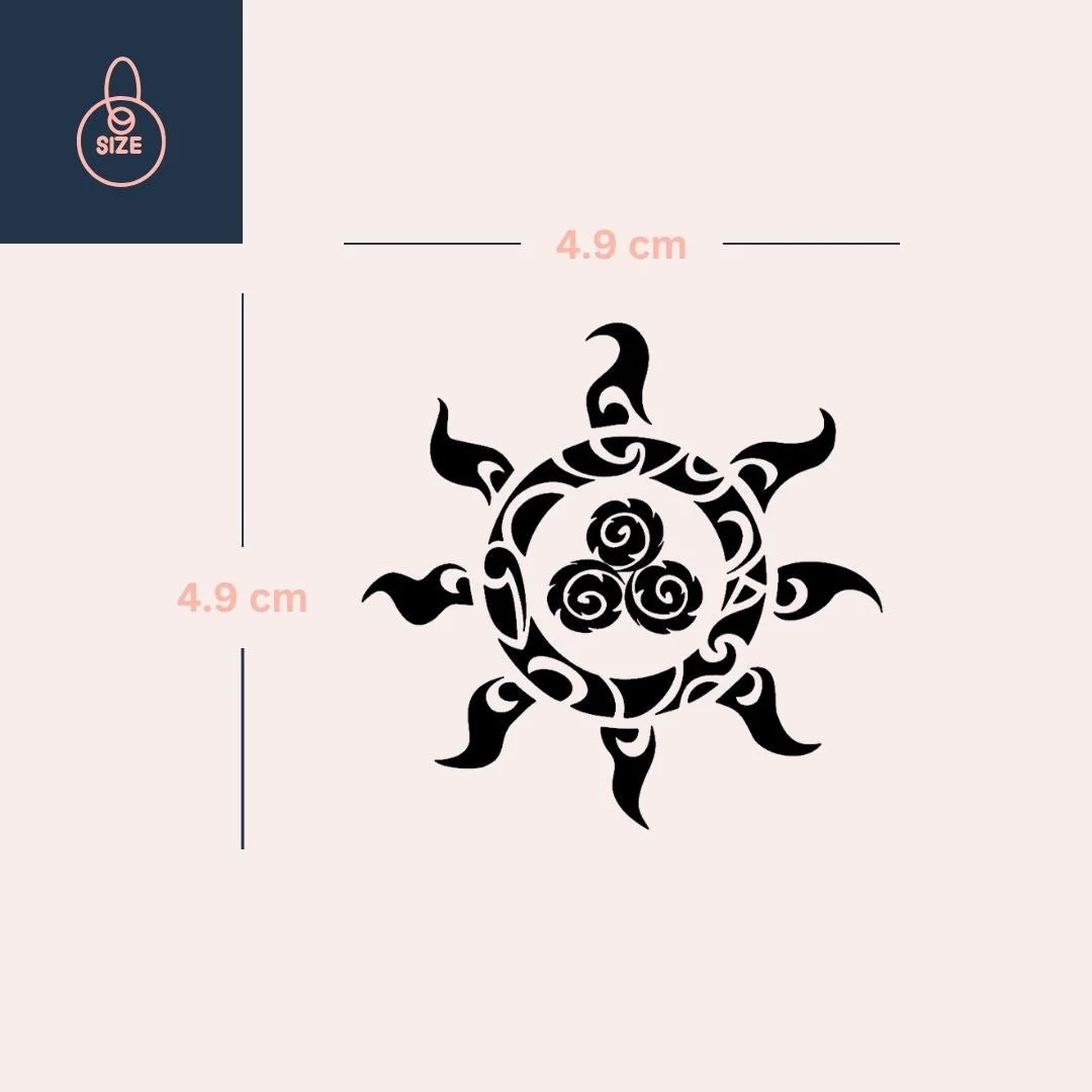 Tribal sun temporary tattoo with triskelion - Image 4