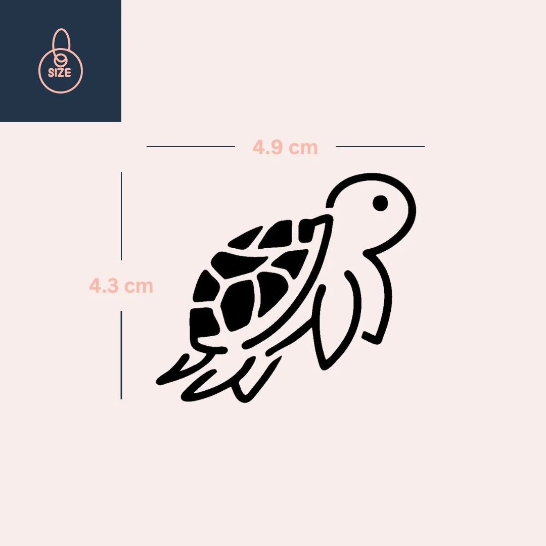 Sea Turtle Temporary Tattoo, Geometric Shell, Fine Line - Image 4