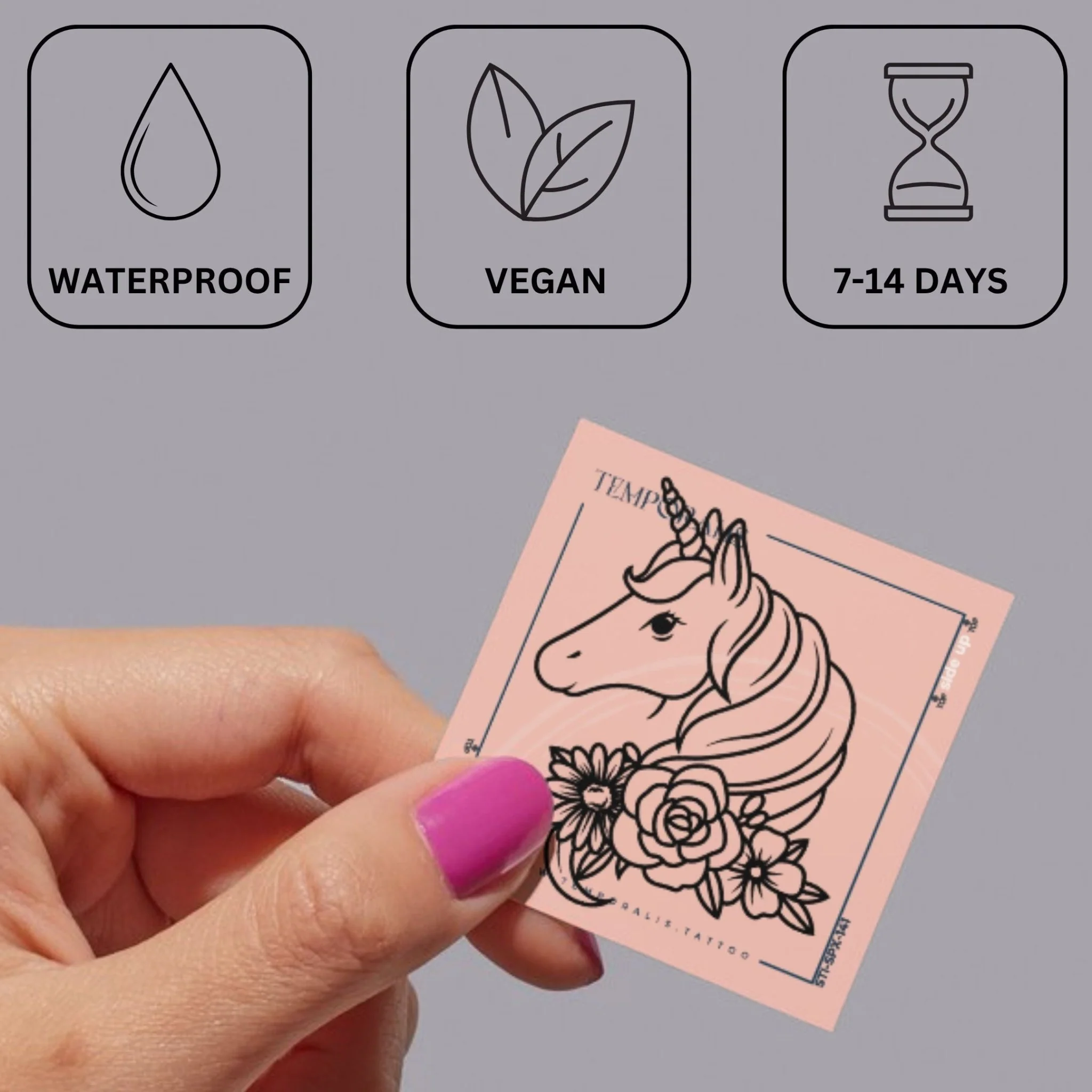 Floral unicorn head temporary tattoo - Image 3